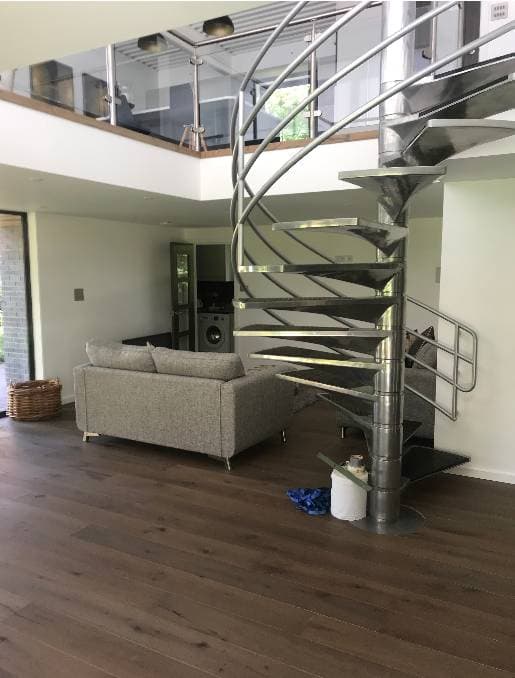 Staircase and landing painted with clean white finish, Oxfordshire